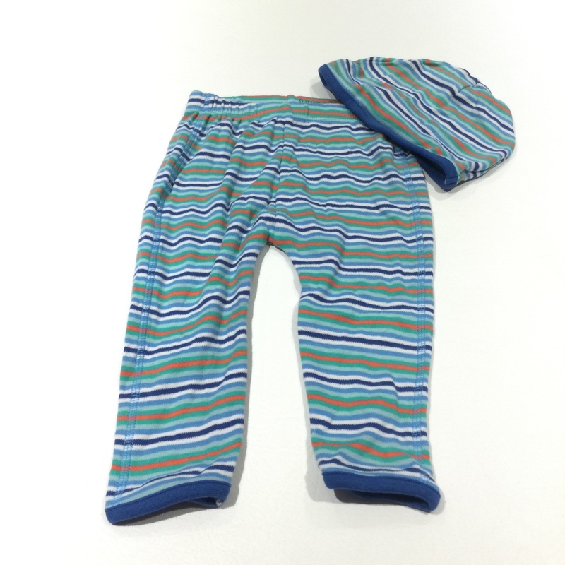Striped Colourful Lightweight Jersey Trousers & Hat Set - Boys 6-9 Months