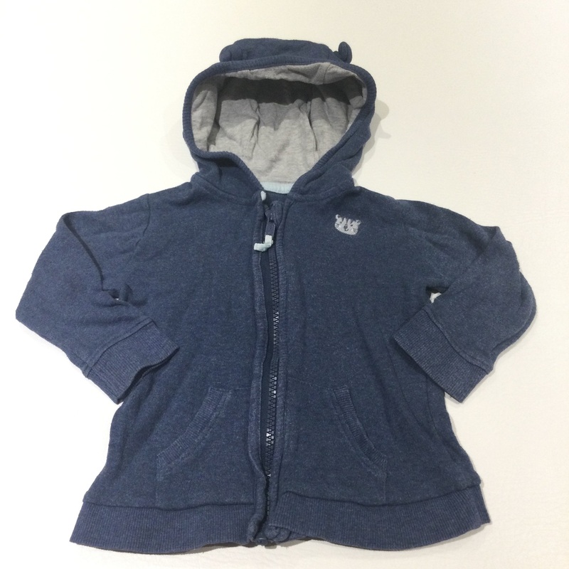 Tiger Motif Blue Zip Up Hoodie Sweatshirt - Boys 9-12 Months