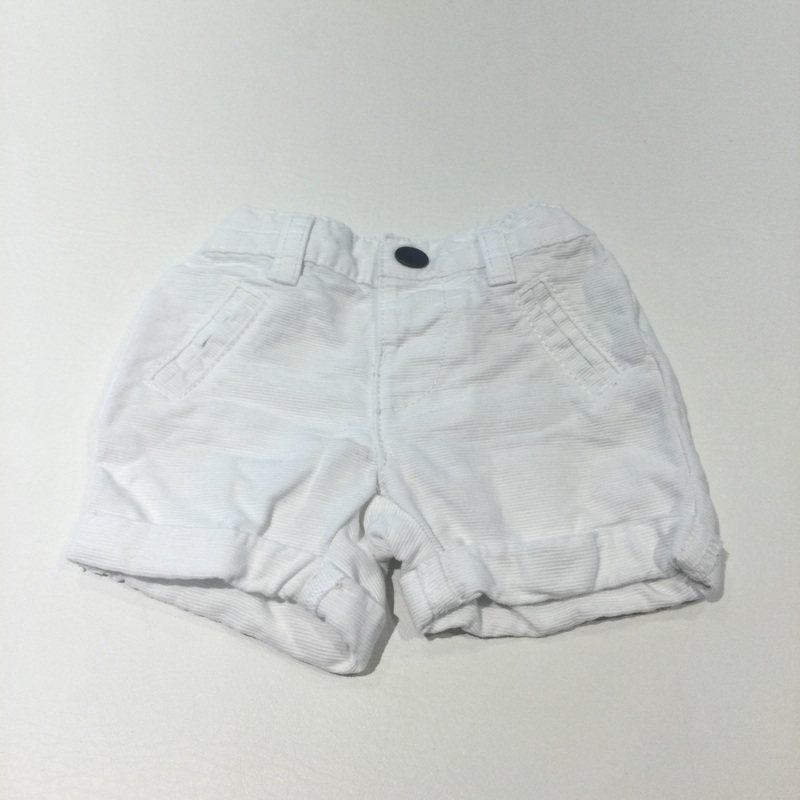White Cotton Shorts - Boys/Girls 0-3 Months