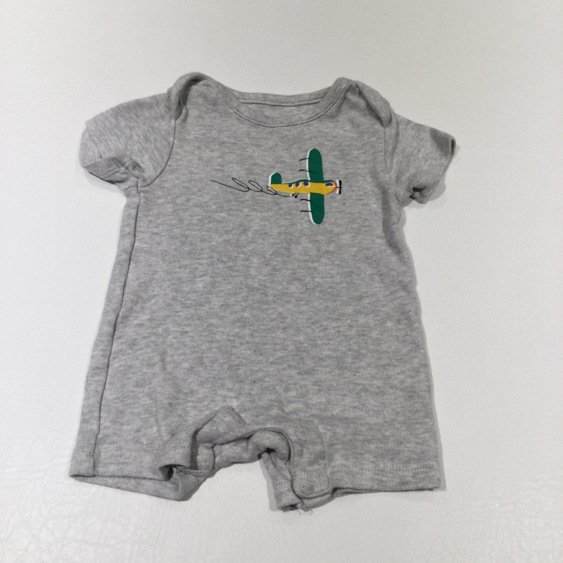 Aeroplane Grey Short Jersey Romper - Boys 0-3 Months
