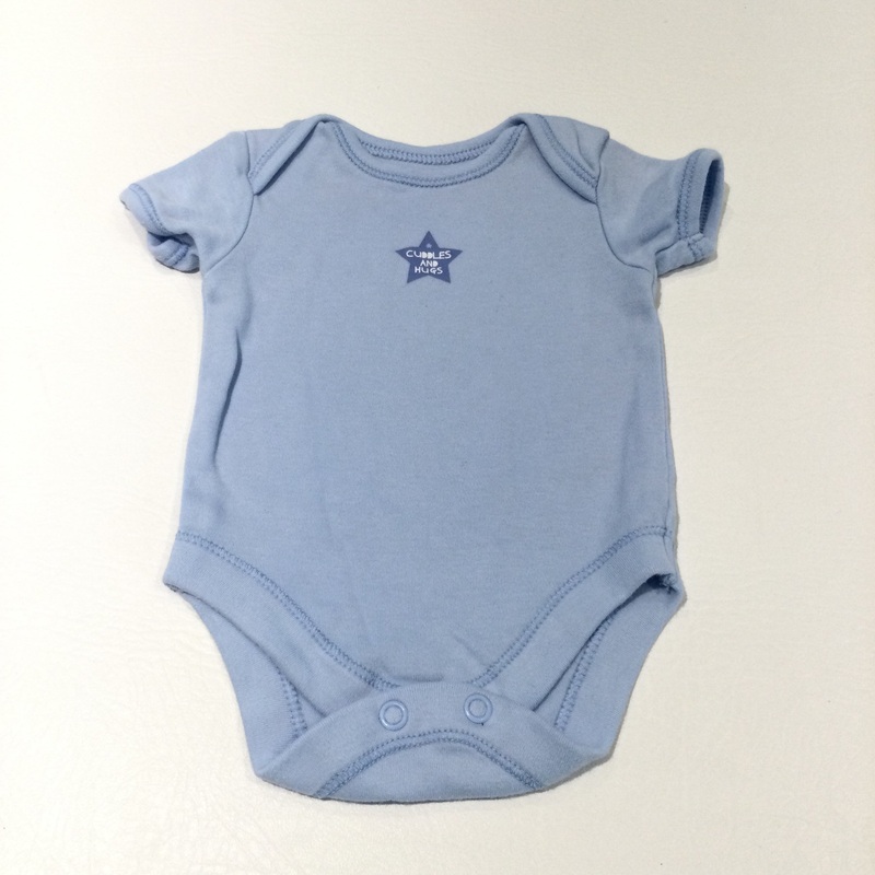 'Cuddles & Hugs' Blue Short Sleeve Bodysuit - Boys Newborn