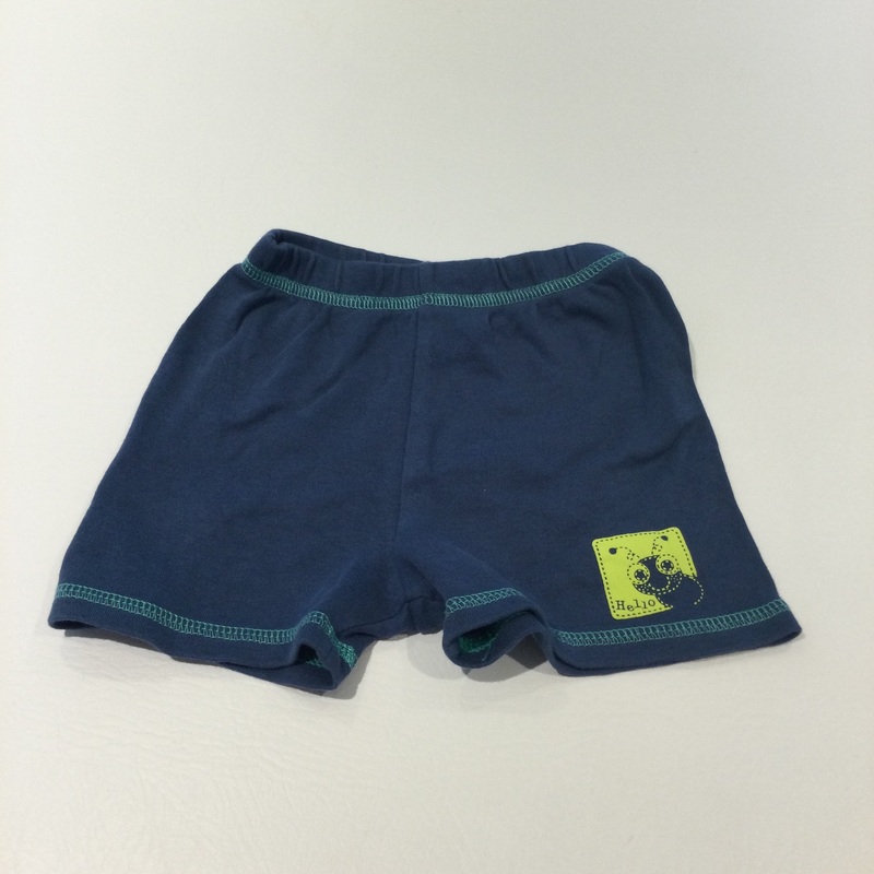 'Hello' Caterpillar Slate Blue Lightweight Jersey Shorts - Boys 6-9 Months