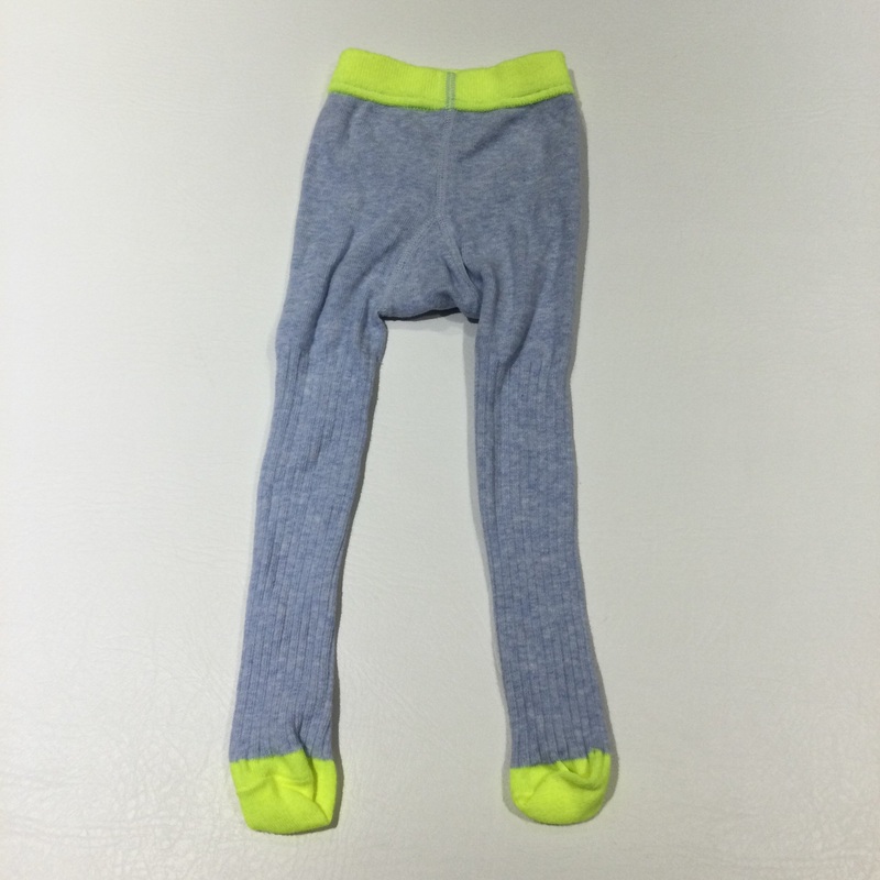 Lime Green & Blue Ribbed Tights - Girls 0-3 Months
