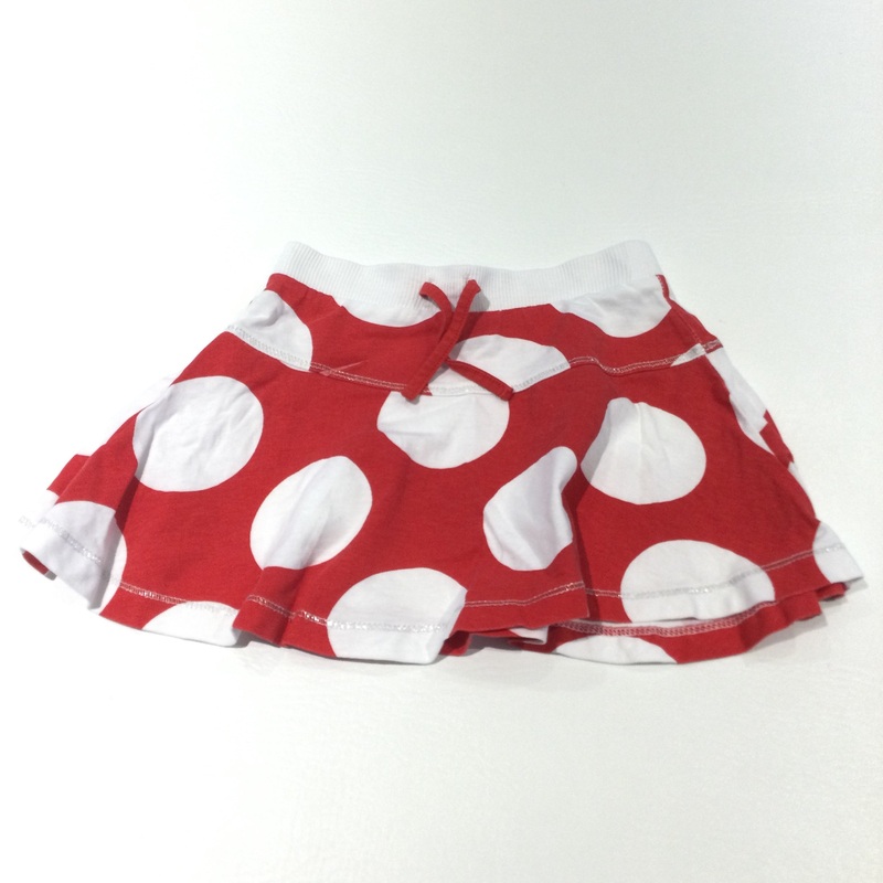 Red & White Spots Jersey Skirt - Girls 9-12 Months
