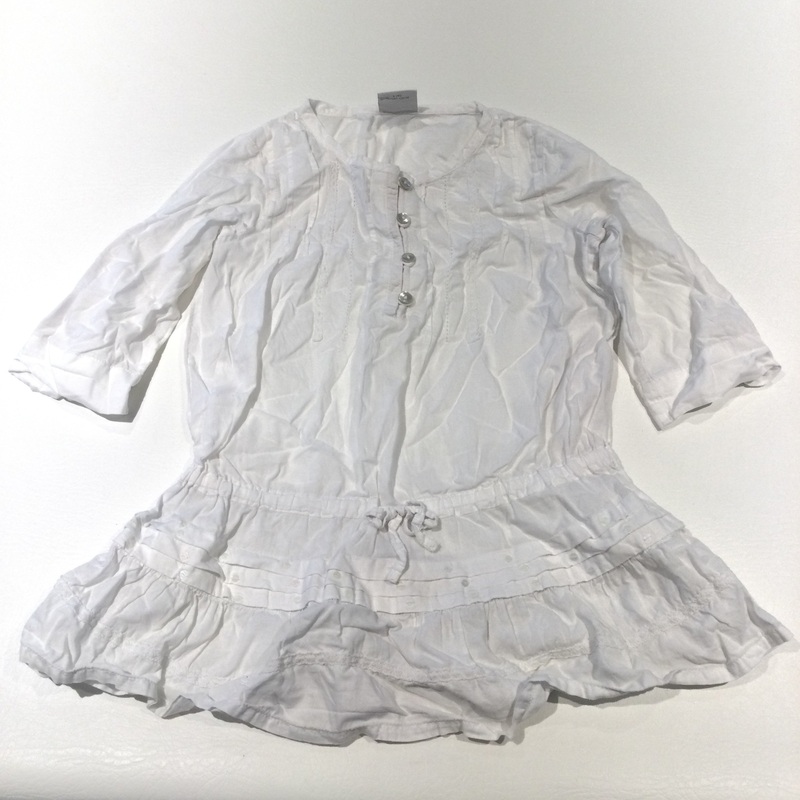 Sequins Embroidered White Cotton Dress - Girls 8 Years