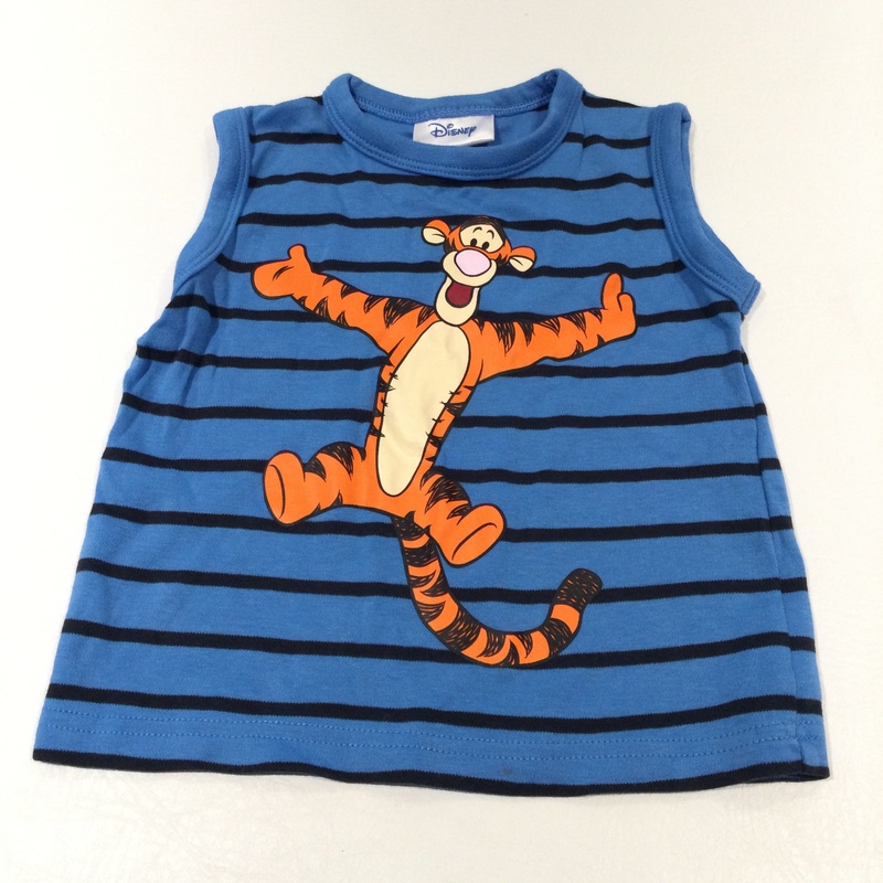 Tigger Blue & Navy Striped Vest Top - Boys 12-18 Months