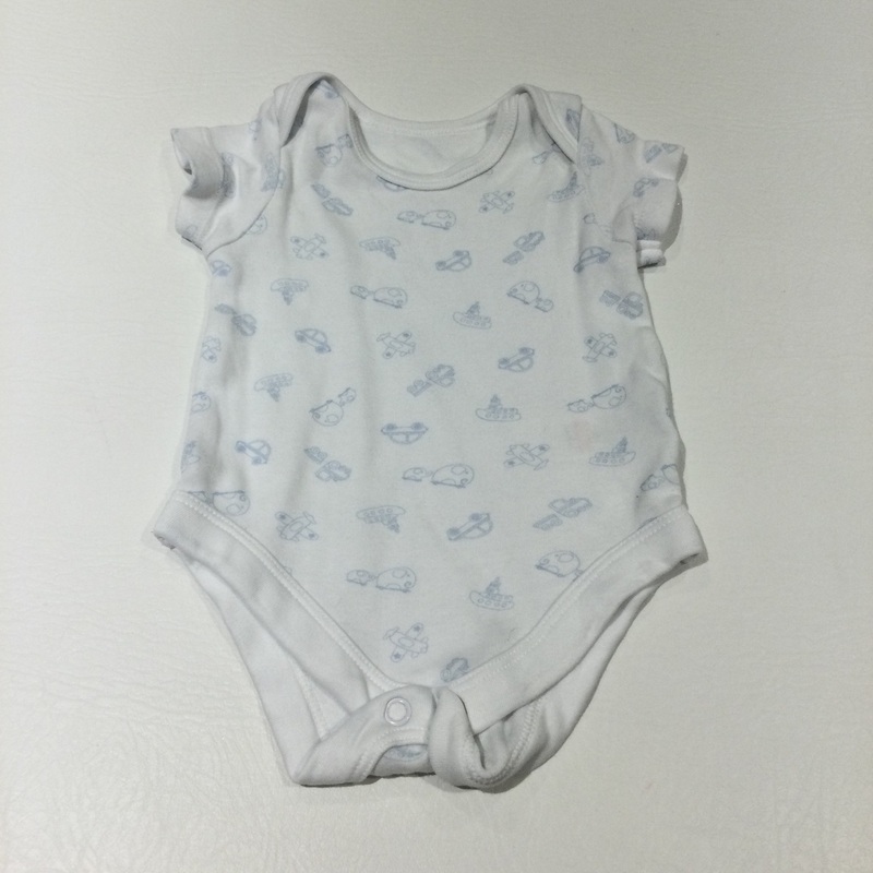 Toy Vehicles Pale Blue & White Short Sleeve Bodysuit - Boys Newborn