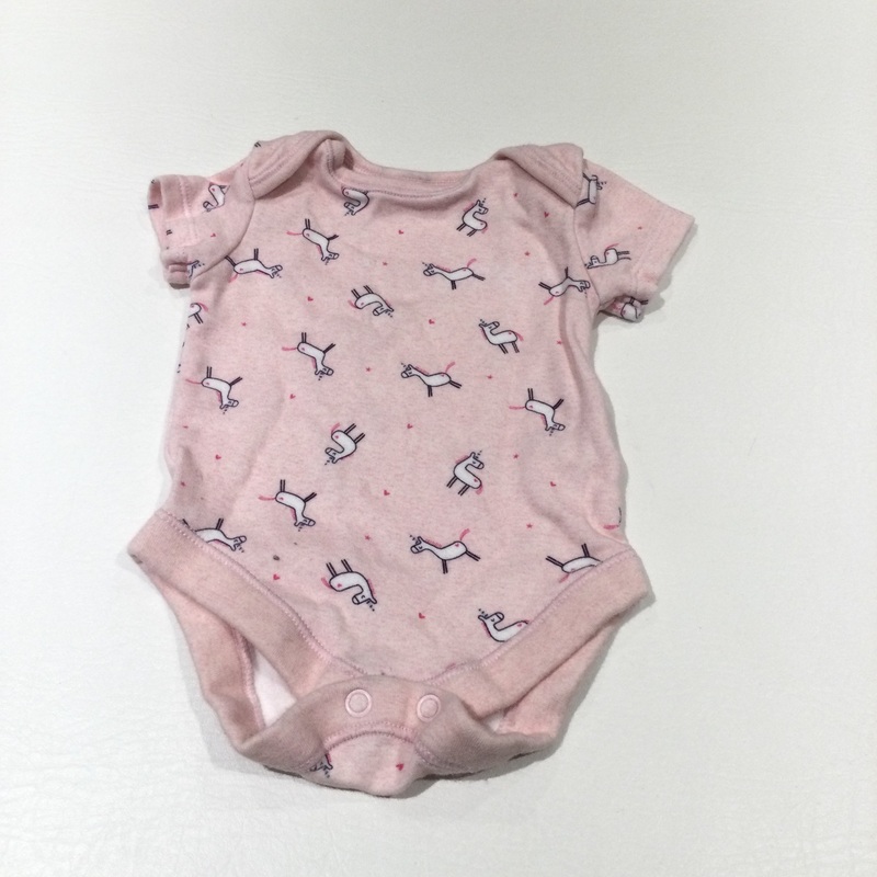 Unicorns Pink Mottled Short Sleeve Bodysuit - Girls 0-3 Months