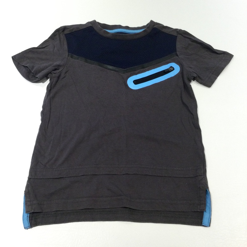 Zip Pocket Charcoal Grey T-Shirt - Boys 5-6 Years