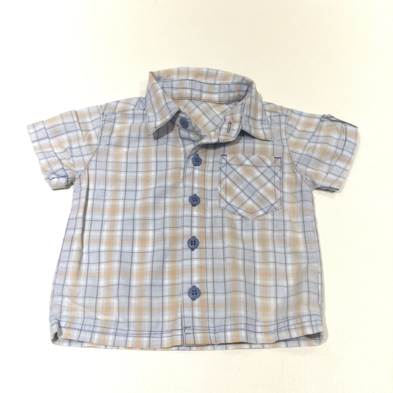 Beige & Blue Checked Cotton Shirt - Boys Newborn