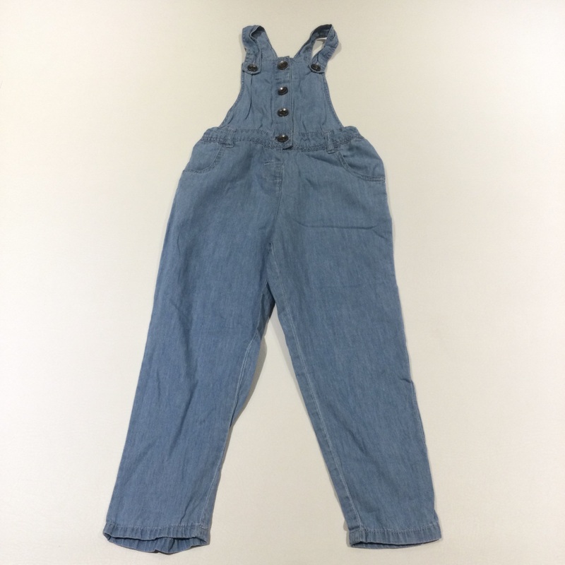 Light Blue Denim Effect Cotton Dungarees - Girls 5-6 Years