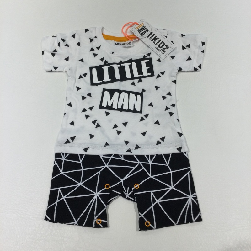 **NEW** 'Little Man' White & Black Romper - Boys Newborn