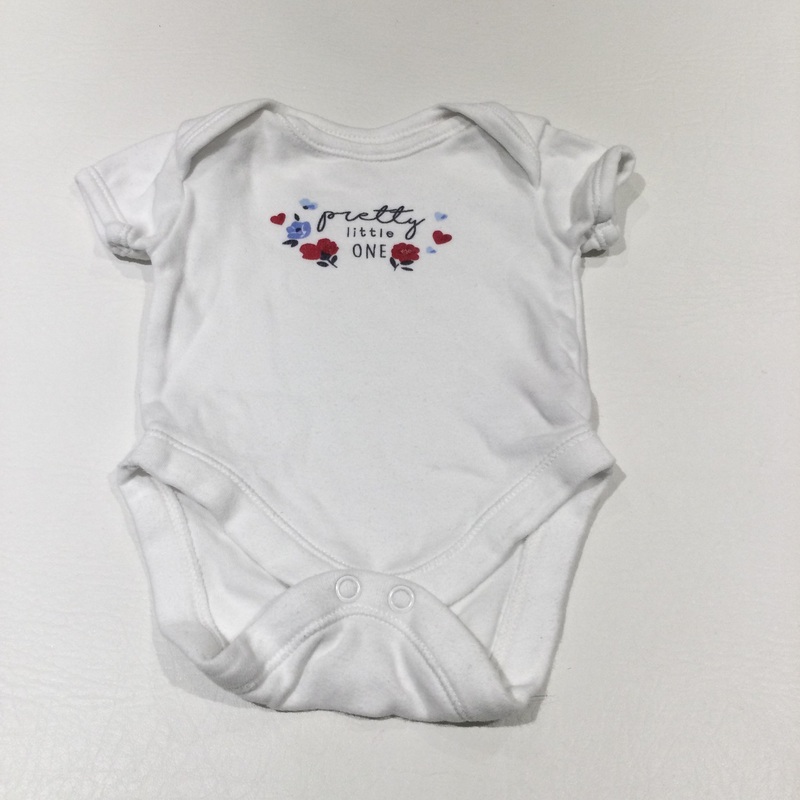'Pretty Little One' Flowers White Short Sleeve Bodysuit - Girls Newborn