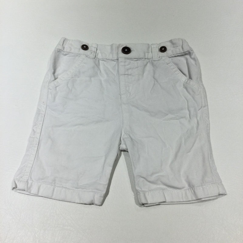 White Lightweight Cotton Shorts - Boys 12-18 Months