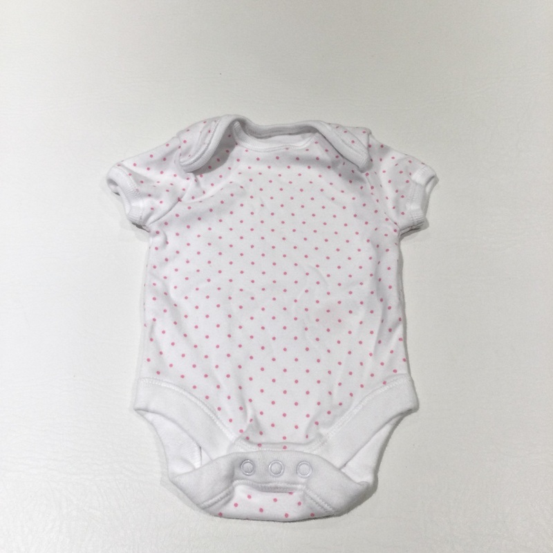 White & Pink Spotty Short Sleeve Bodysuit - Girls Newborn