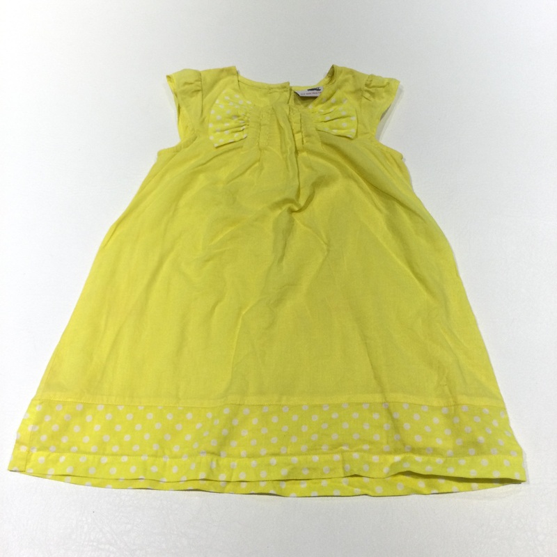 Yellow & White Spotty Bow Cotton Sun Dress - Girls 18-24 Months