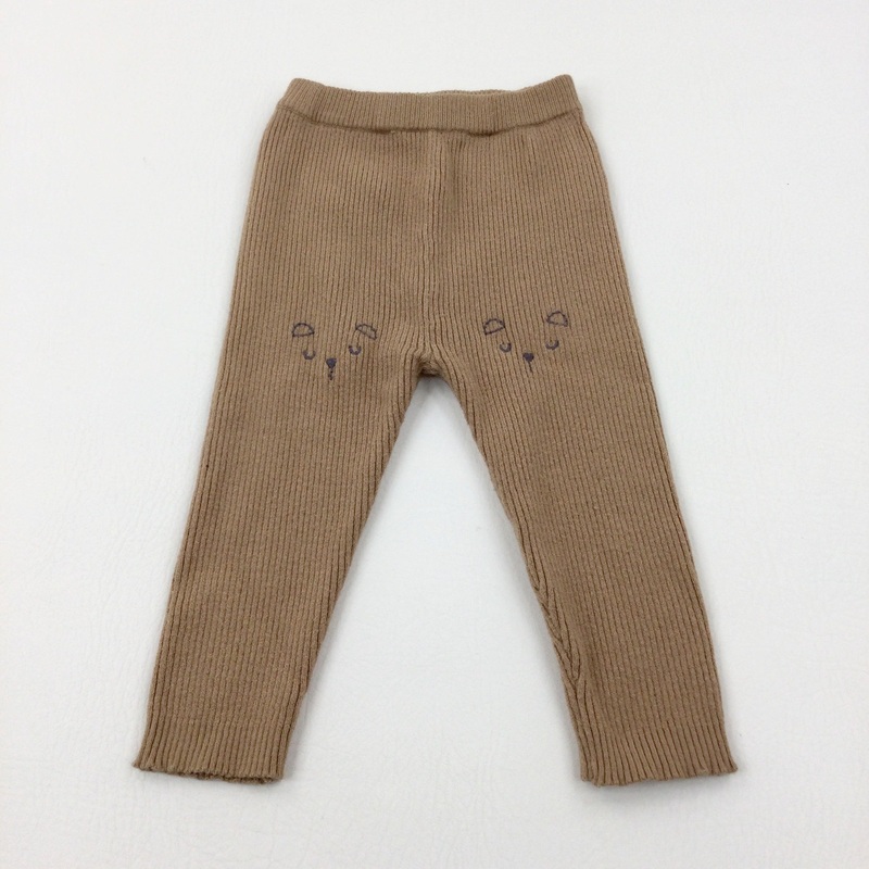 Bears Embroidered Tan Leggings - Boys/Girls 9-12 Months