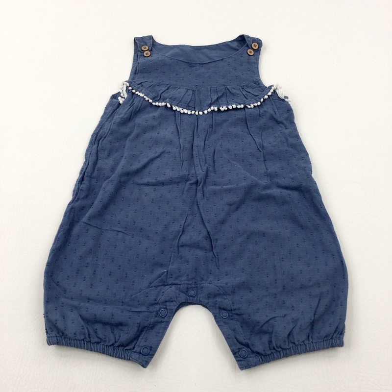 Blue Cotton Romper - Girls 12-18 Months