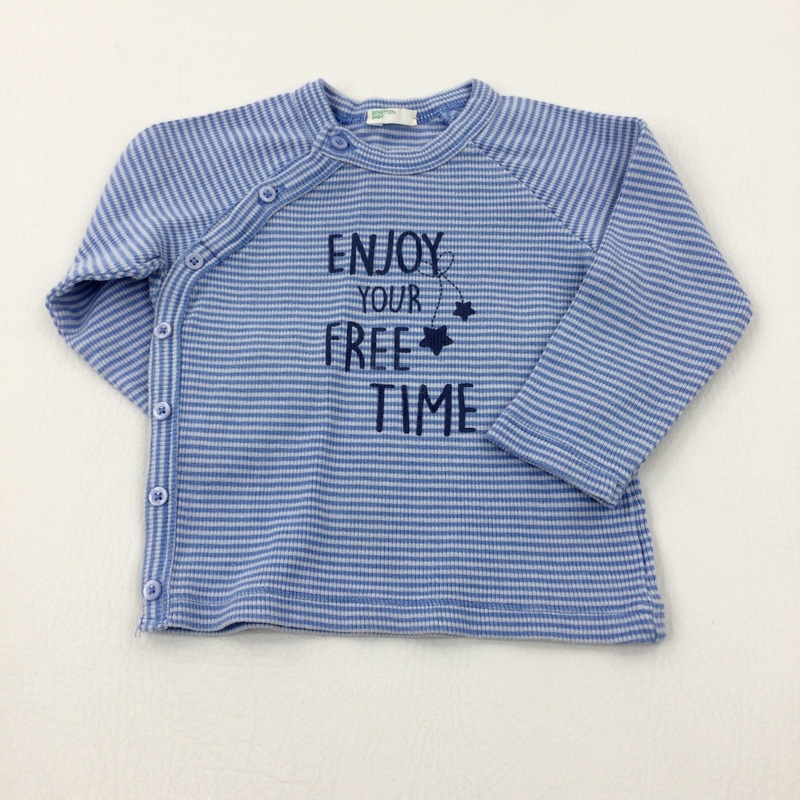 'Enjoy Your Free Time' Blue Striped Long Sleeve Top - Boys 6-9 Months