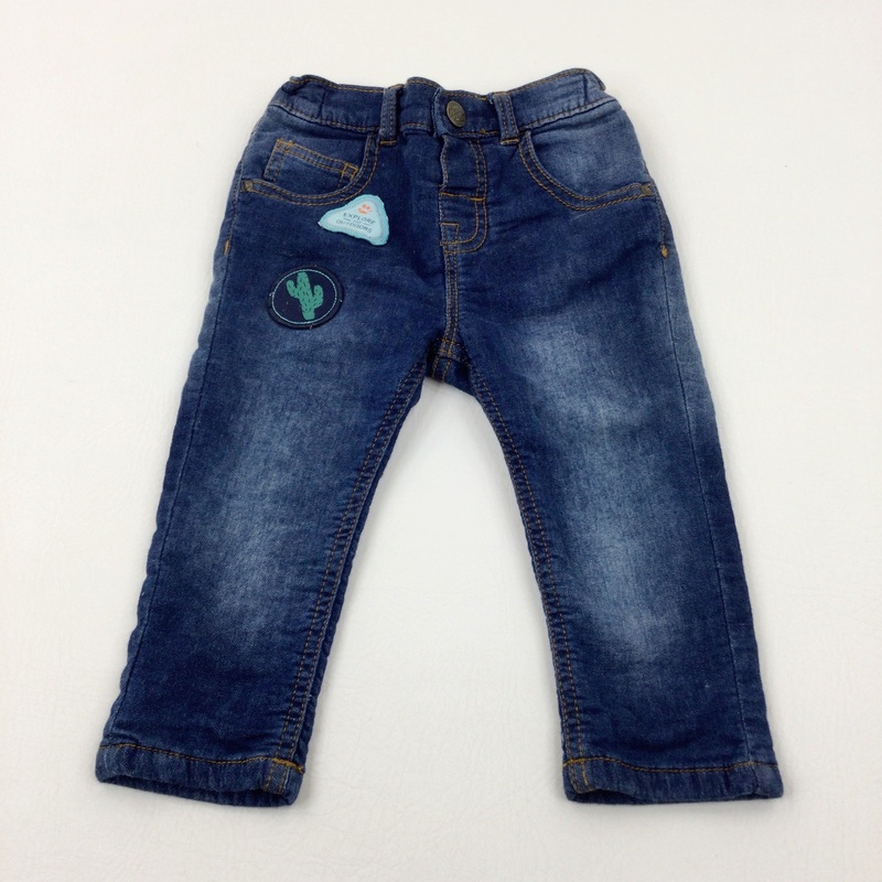 'Explore The Outdoors' Mid Blue Lined Denim Jeans - Boys 9-12 Months