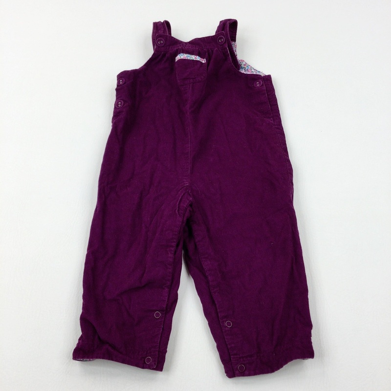 Flowers Purple Lined Cord Dungarees - Girls 12-18 Months