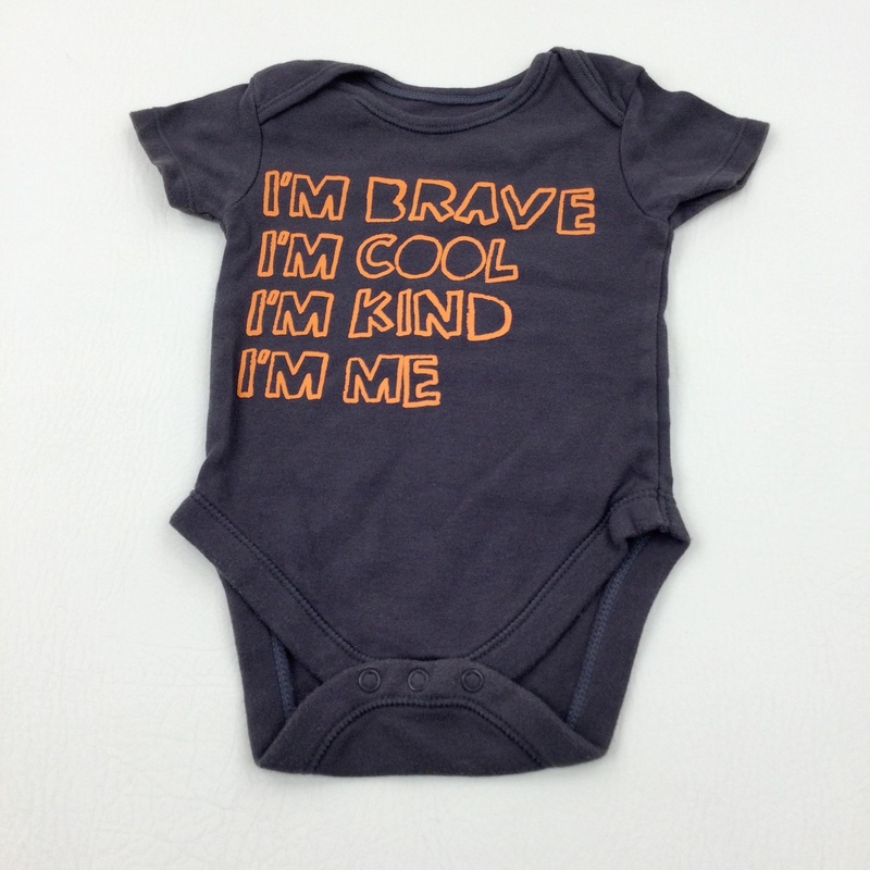 'I'm Brave' Charcoal Grey Bodysuit - Boys 6-9 Months