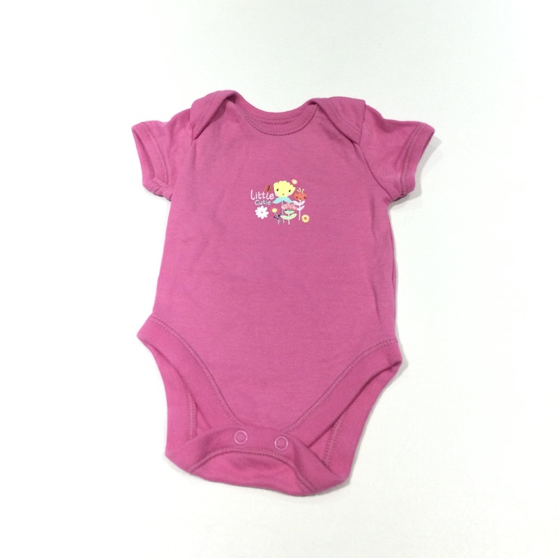 'Little Cutie' Flowers Pink Short Sleeve Bodysuit - Girls Newborn