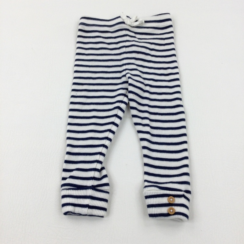 Navy & White Striped Leggings - Boys 9-12 Months