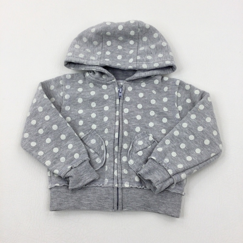 Spotty Grey Zip Through Hoodie - Girls 6-9 Months