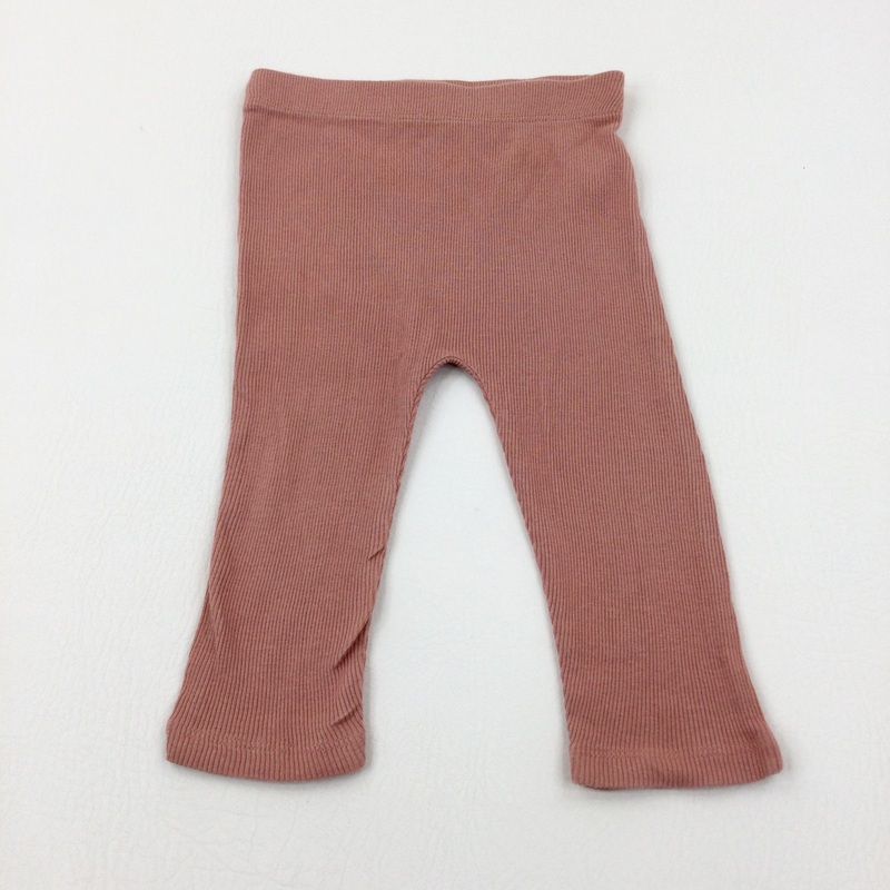 Textured Coral Pink Leggings - Girls 6-9 Months