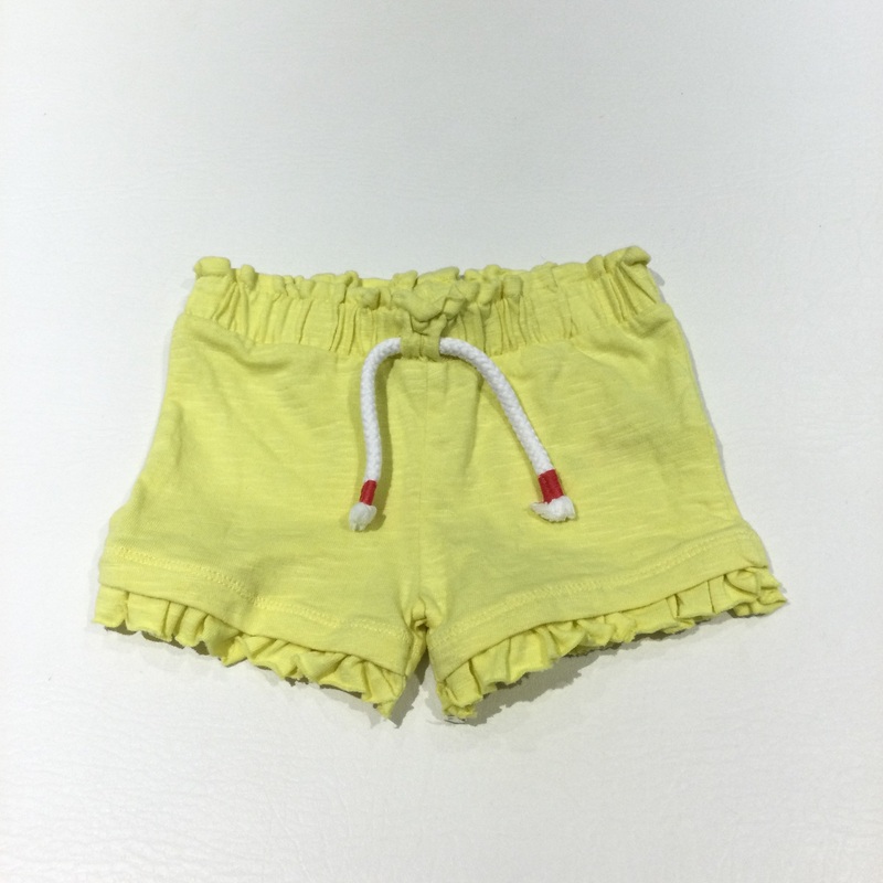 Yellow Lightweight Jersey Shorts with Frilly Hems - Girls 0-3 Months
