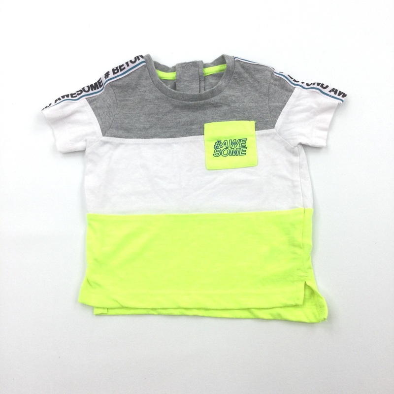 '#Awesome' Grey, White & Neon Yellow T-Shirt - Boys 3-6 Months