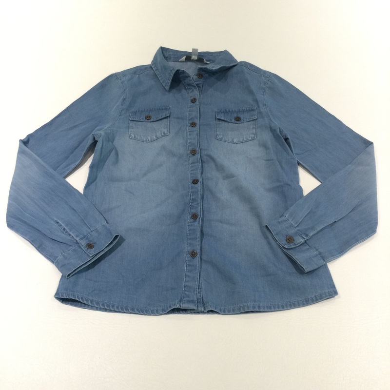Blue Denim Effect Cotton Shirt - Girls 7-8 Years