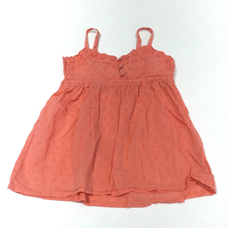 Coral Pink Broderie Embroidered Cotton Sleeveless Blouse - Girls 6-7 Years