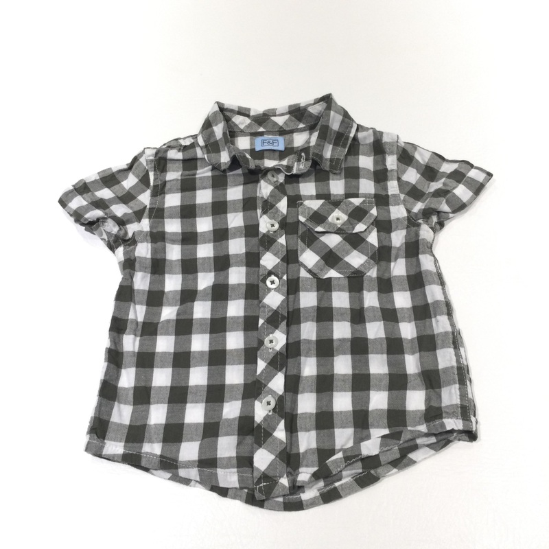 Khaki Green & White Checked Cotton Shirt - Boys 18-24 Months