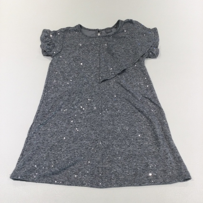 Sequins & Embroidery Grey Mottled Jersey Party Dress - Girls 7 Years