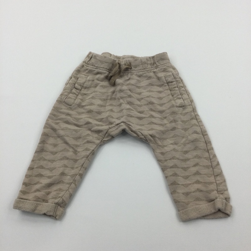 Triangle Print Beige Joggers - Boys 6-9 Months