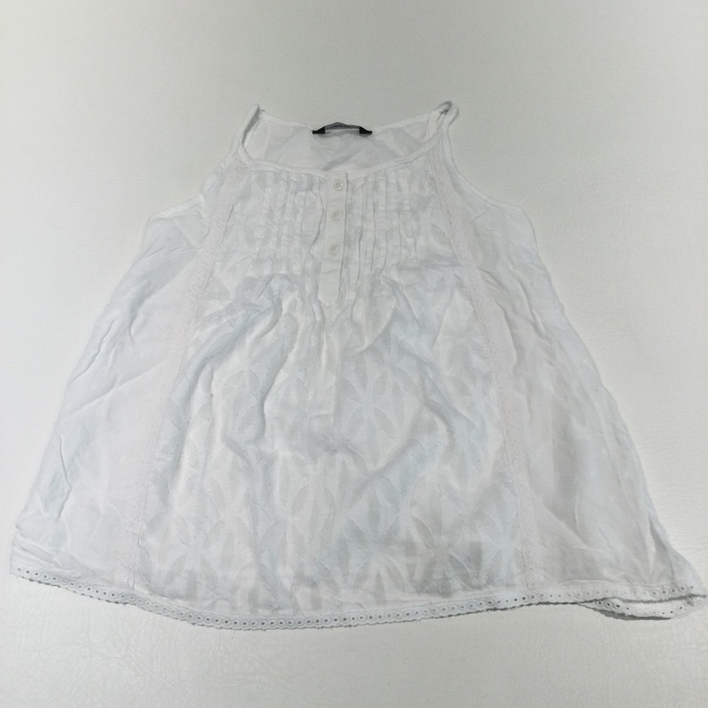 White Cotton Sleeveless Blouse - Girls 6-7 Years