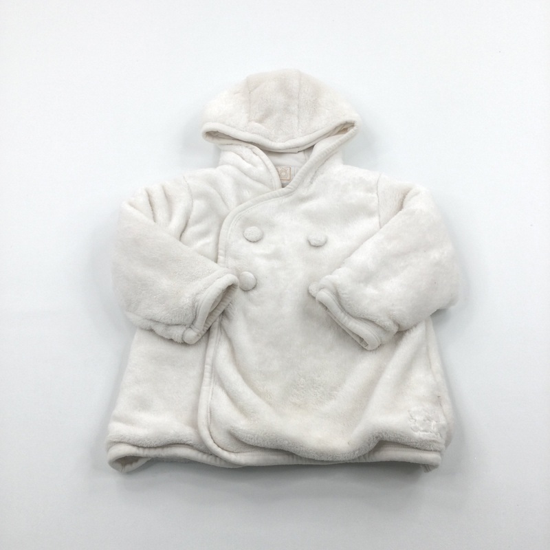 Animals Embroidered Fluffly Cream Lined Jacket - Girls 12 Months