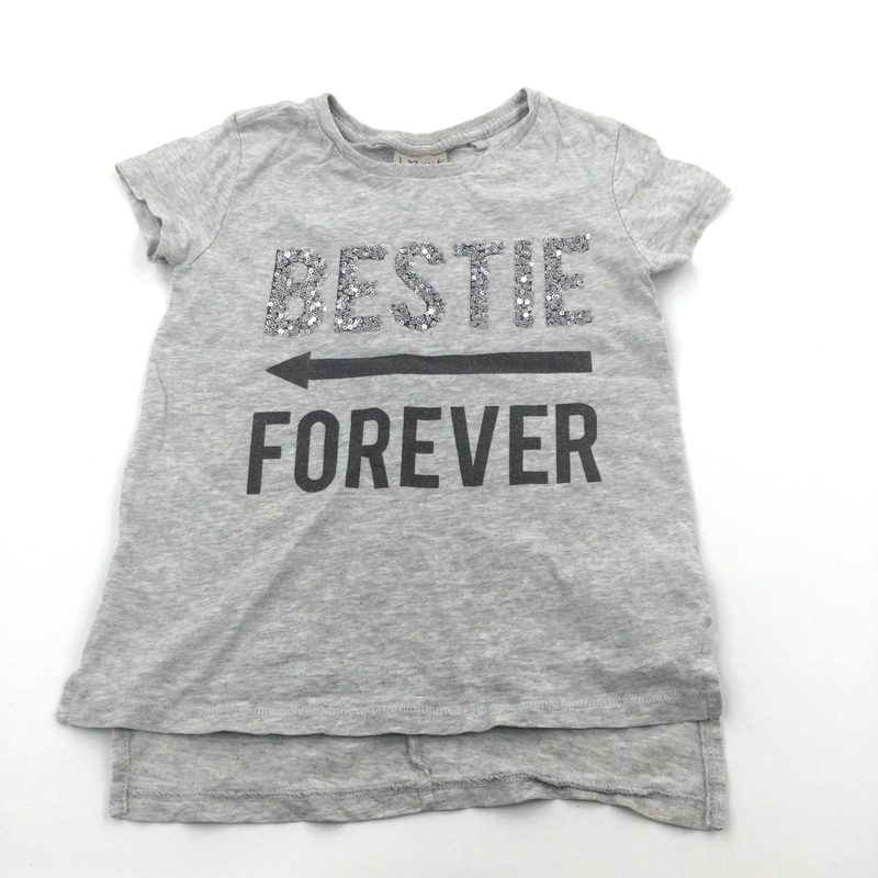 'Bestie Forever' Sequins Grey T-Shirt - Girls 7 Years