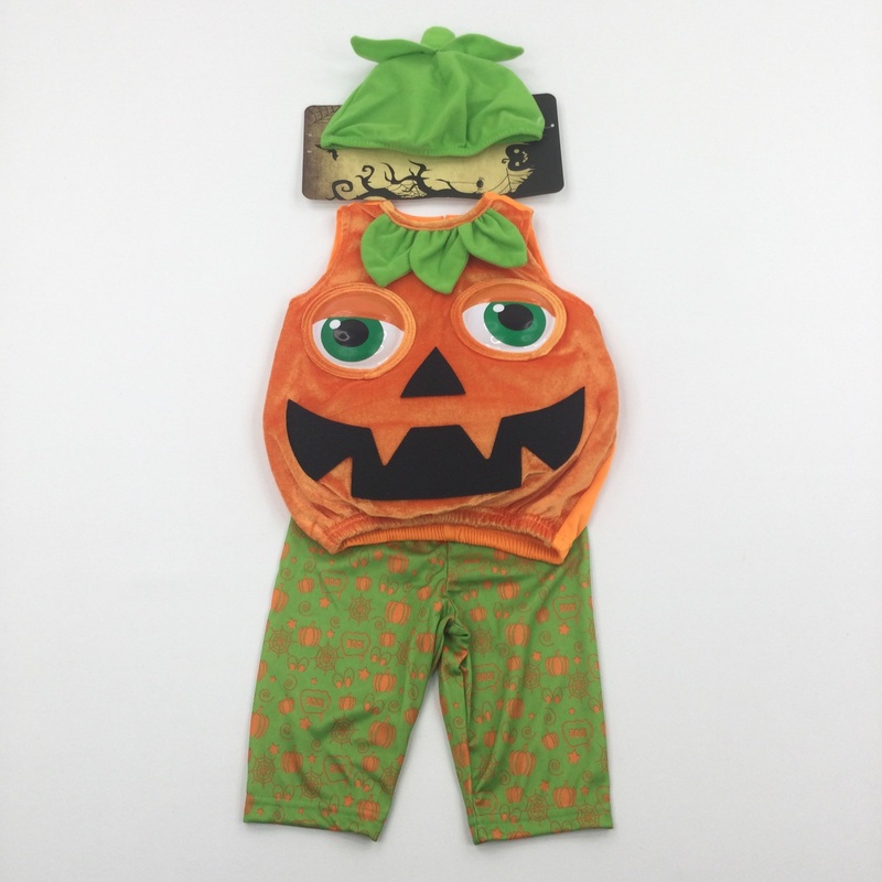**NEW** Pumpkin Orange Costume with 3D Eyes & Matching Hat - Boys/Girls 6-9 Months - Halloween
