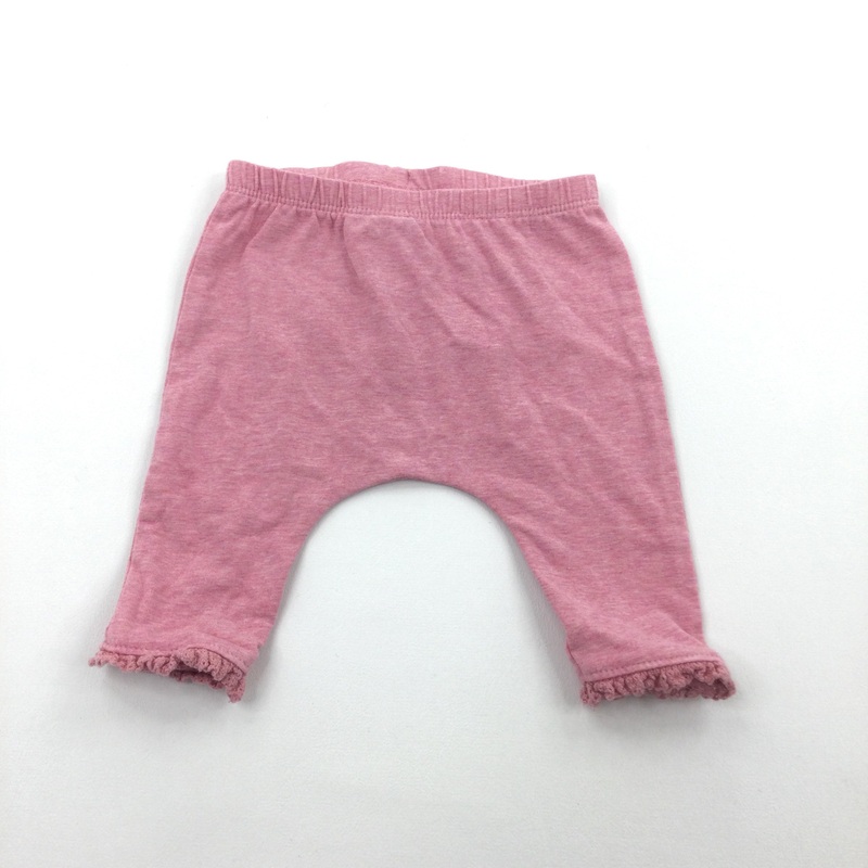 Pink Mottled Leggings with Frilly Hems - Girls 0-3 Months