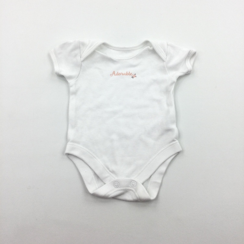 'Adorable' White Short Sleeve Bodysuit - Girls Newborn