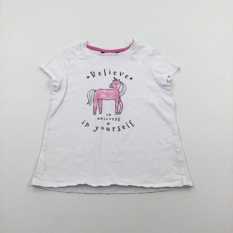'Believe In Unicorns' White & Pink T-Shirt - Girls 9-10 Years