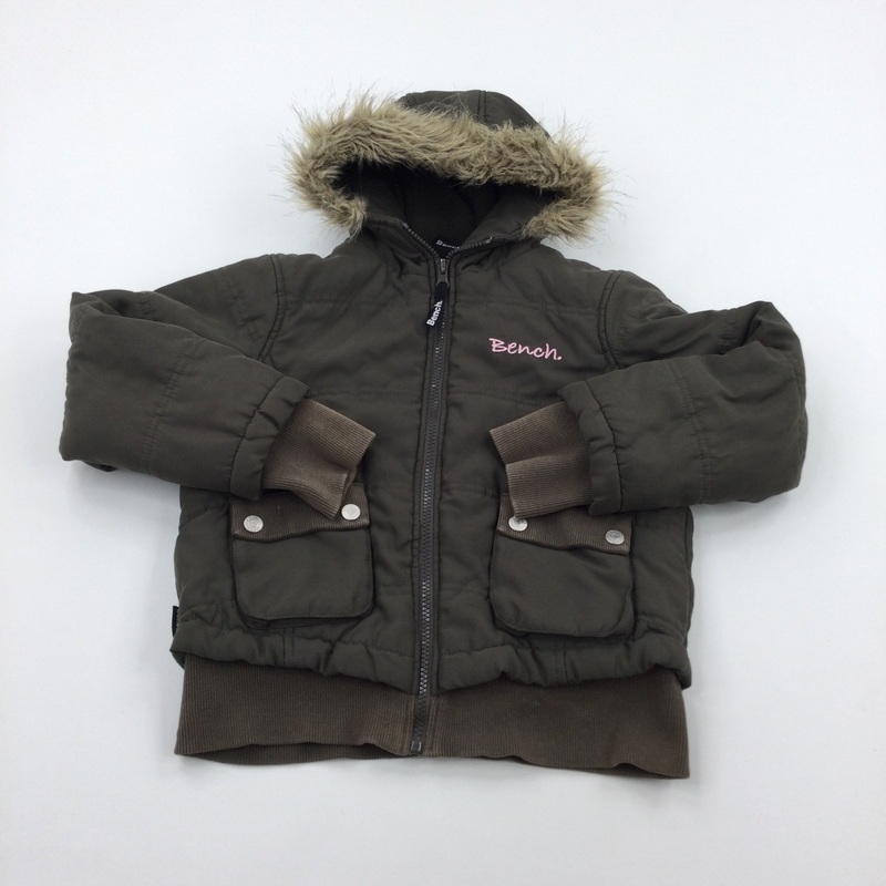 'Bench' Green Fleece Lined Coat with Hood - Girls 9-10 Years