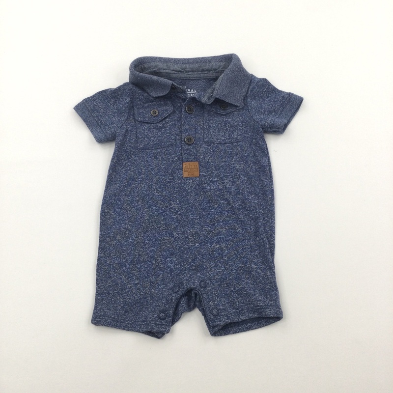 Blue Speckled Romper with Collar - Boys Newborn