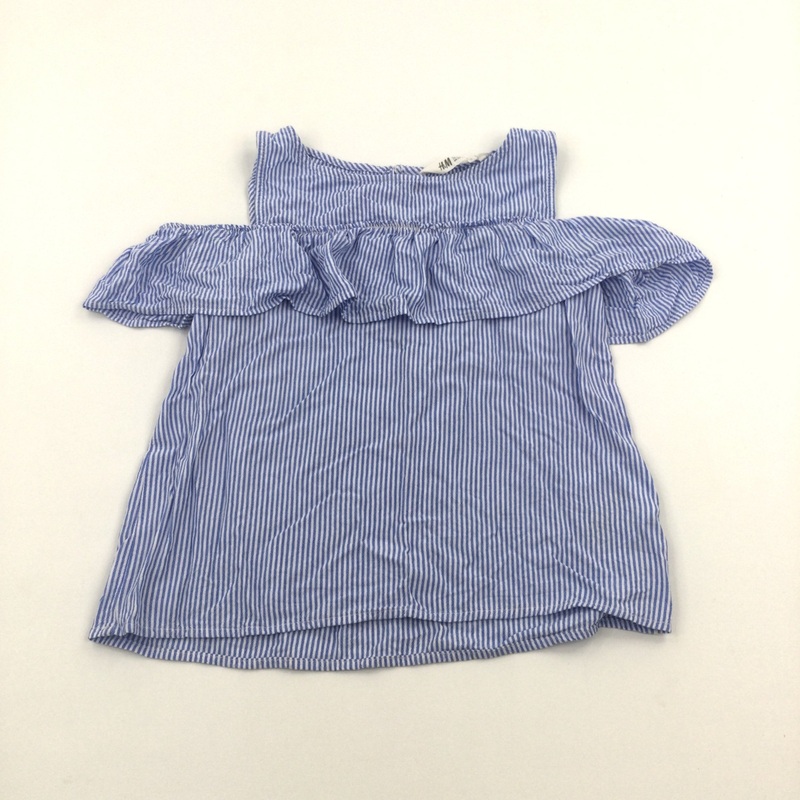 Blue & White Striped Viscose Blouse - Girls 11-12 Years