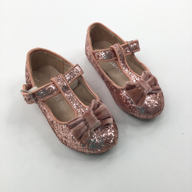 Bows Pink Glittery Party Shoes - Girls Size 5
