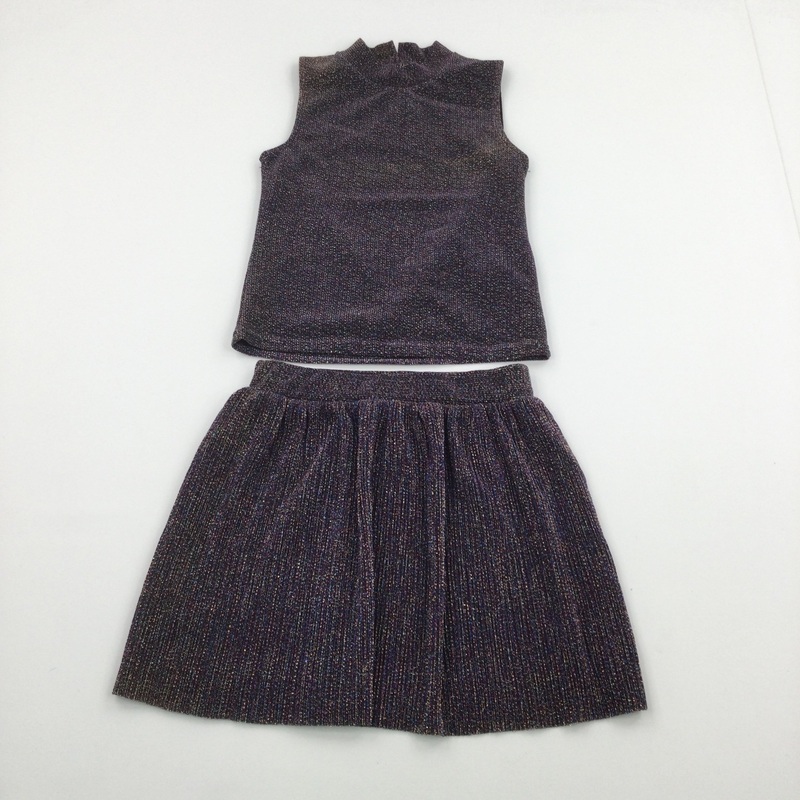 Colourful Sparkly Polyester Blouse & Skirt Set - Girls 8-9 Years
