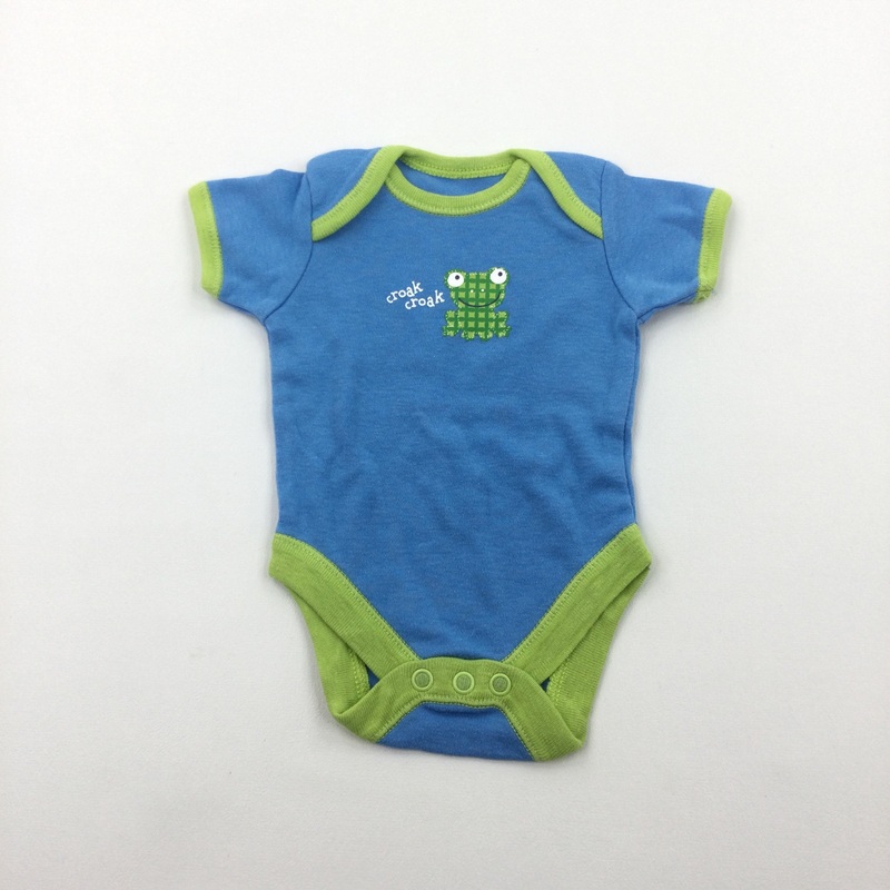 'Croak Croak' Frog Green & Blue Short Sleeve Bodysuit - Boys Early Baby